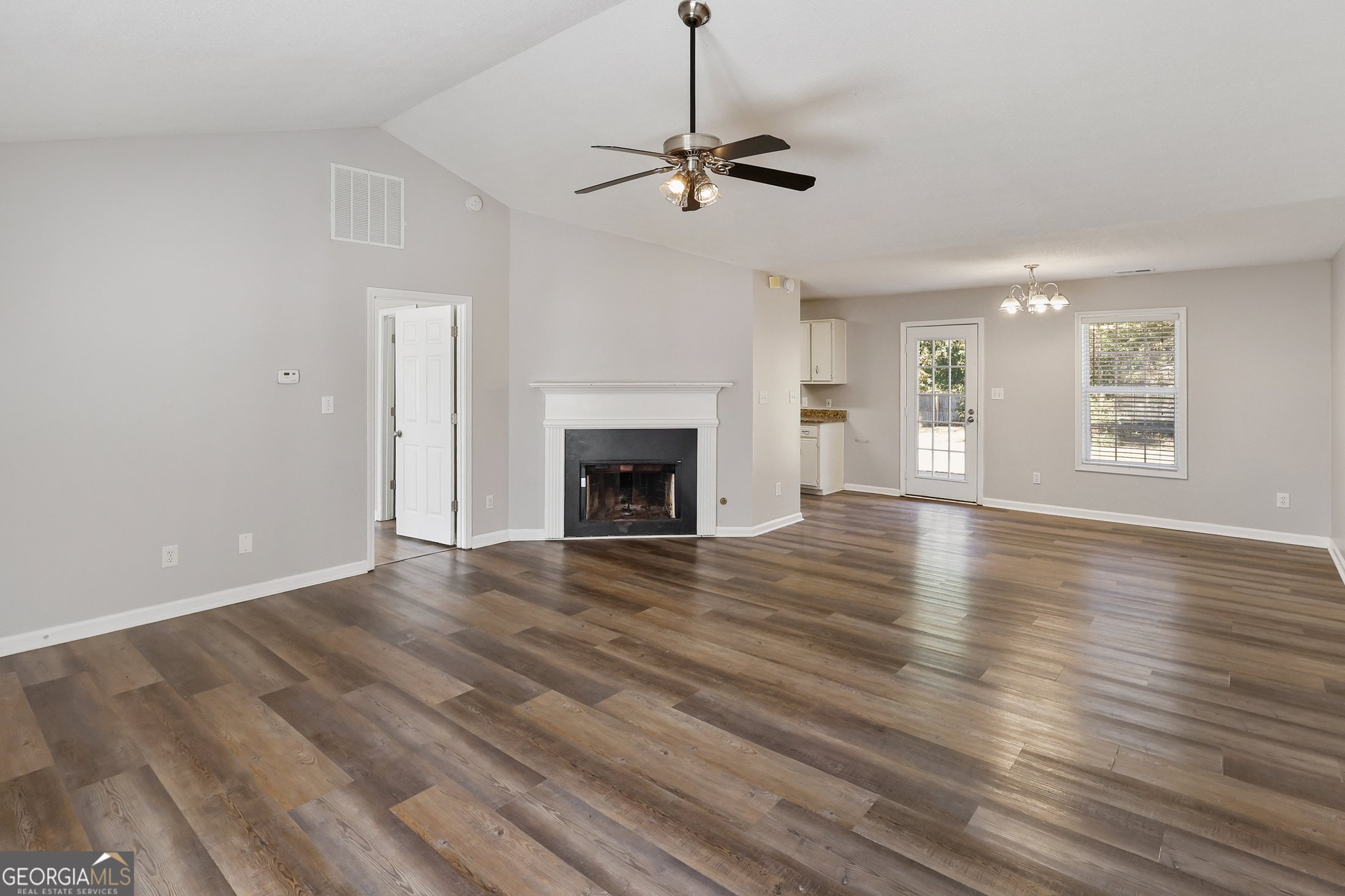 Bright open living and dining area